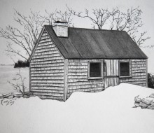Maine Retreat 5″x7″ graphite on paper | Tiny Portrait