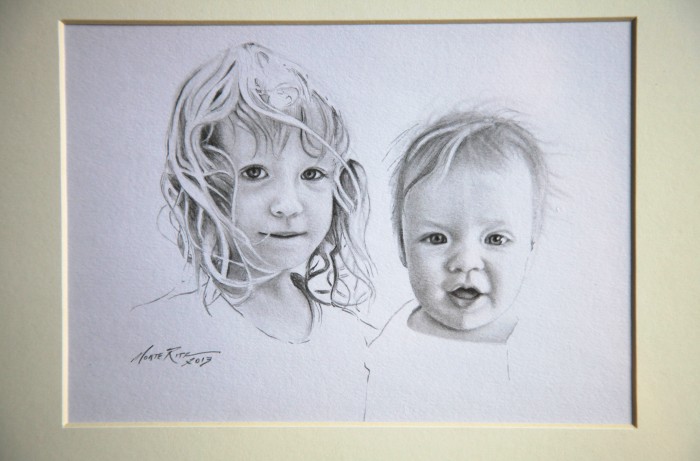 Duo 5″x7″ graphite on paper | Tiny Portrait