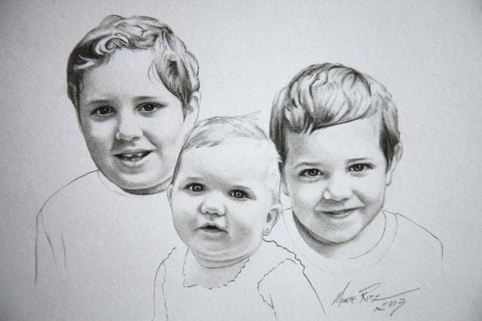 Trio 5″x7″ graphite on paper | Tiny Portrait