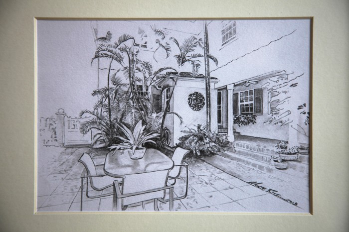 Miami Beach Courtyard 5″x7″ graphite on paper