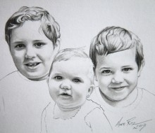 Trio 5″x7″ graphite on paper | Tiny Portrait