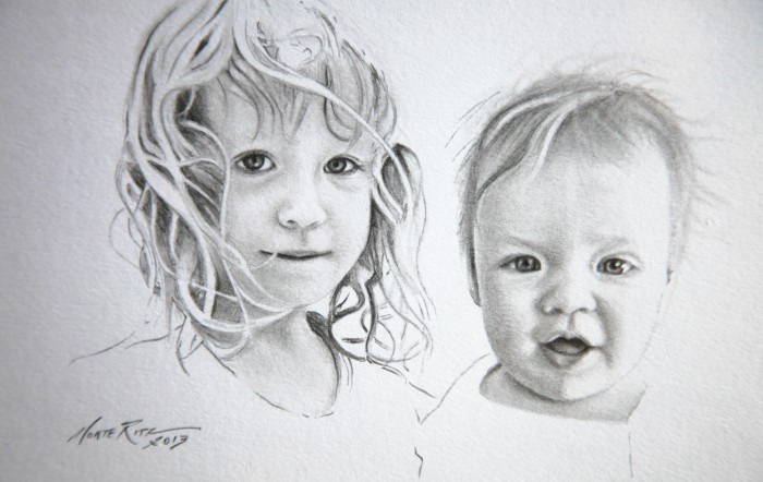 Duo 5″x7″ graphite on paper | Tiny Portrait